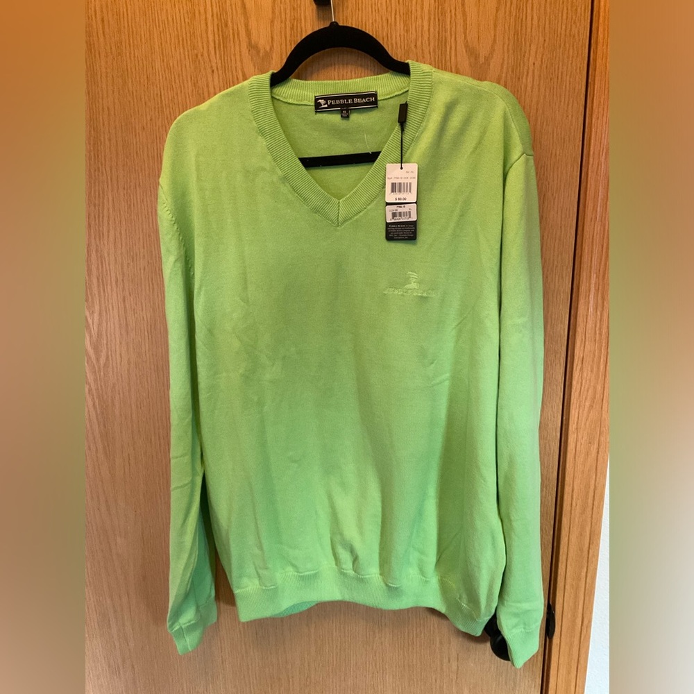 NWT $80 Pebble Beach Sweater v-neck lime green GOLF men’s XL SOFT PIMA COTTON - Picture 11 of 13
